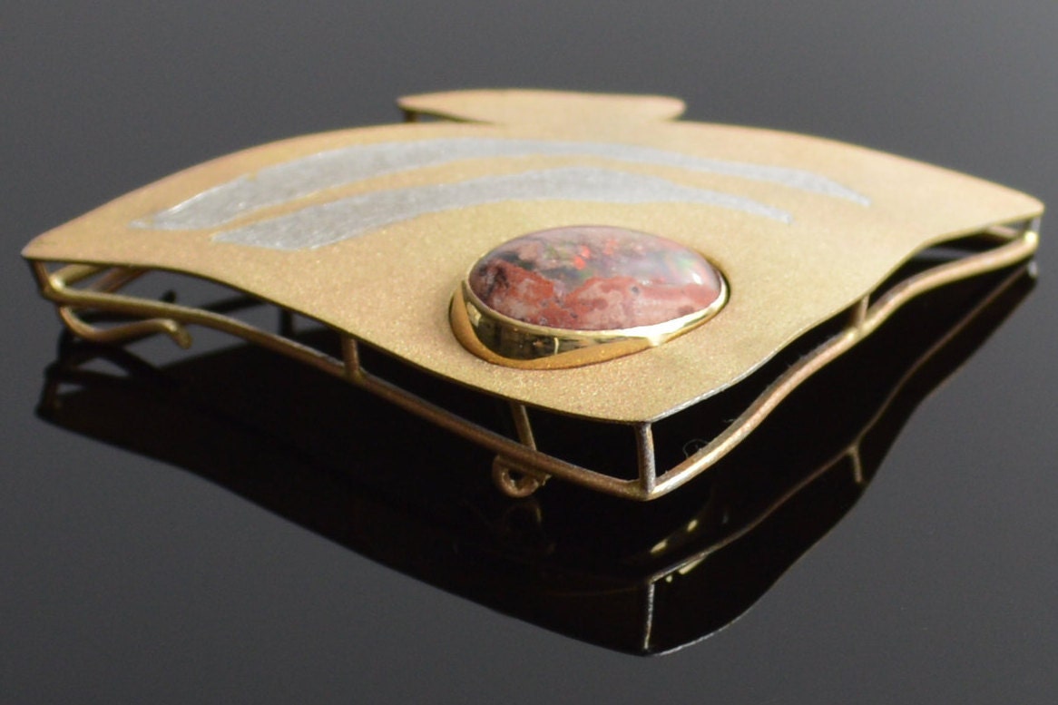 Opal & Gold Fish Pendant/Brooch Combo