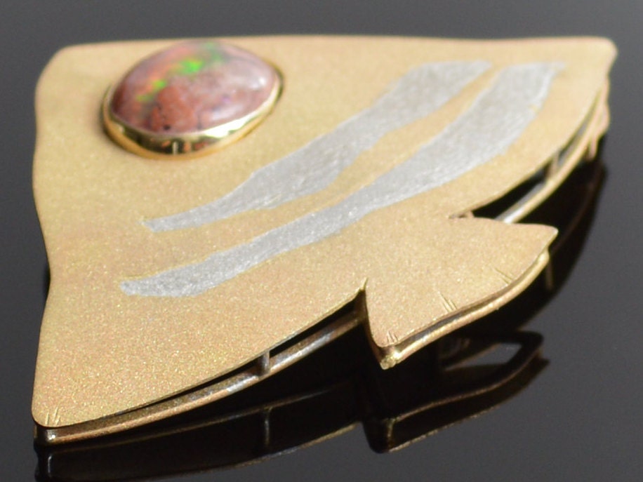 Opal & Gold Fish Pendant/Brooch Combo