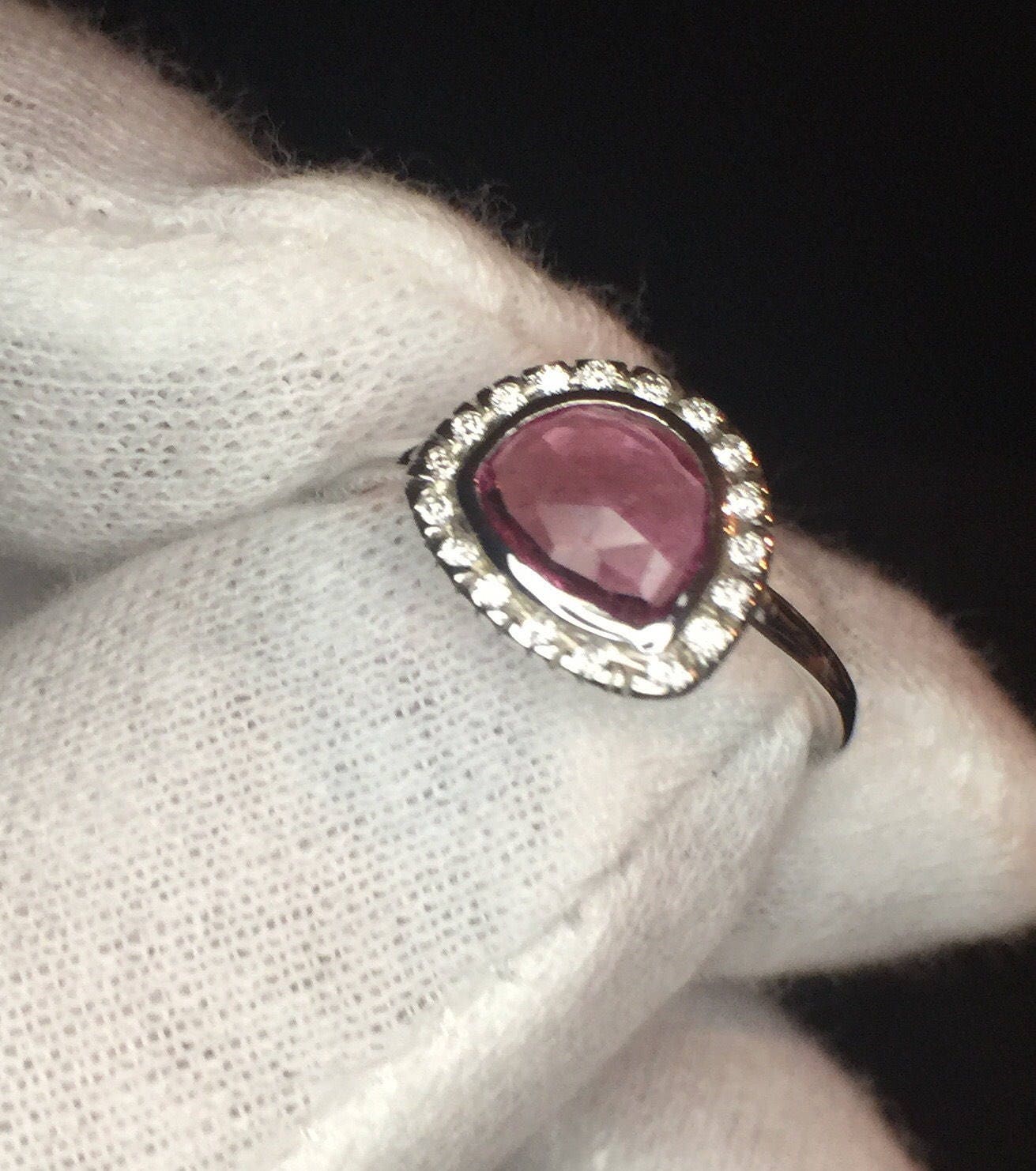 Pink Tourmaline/Diamond Ring-14k White Gold