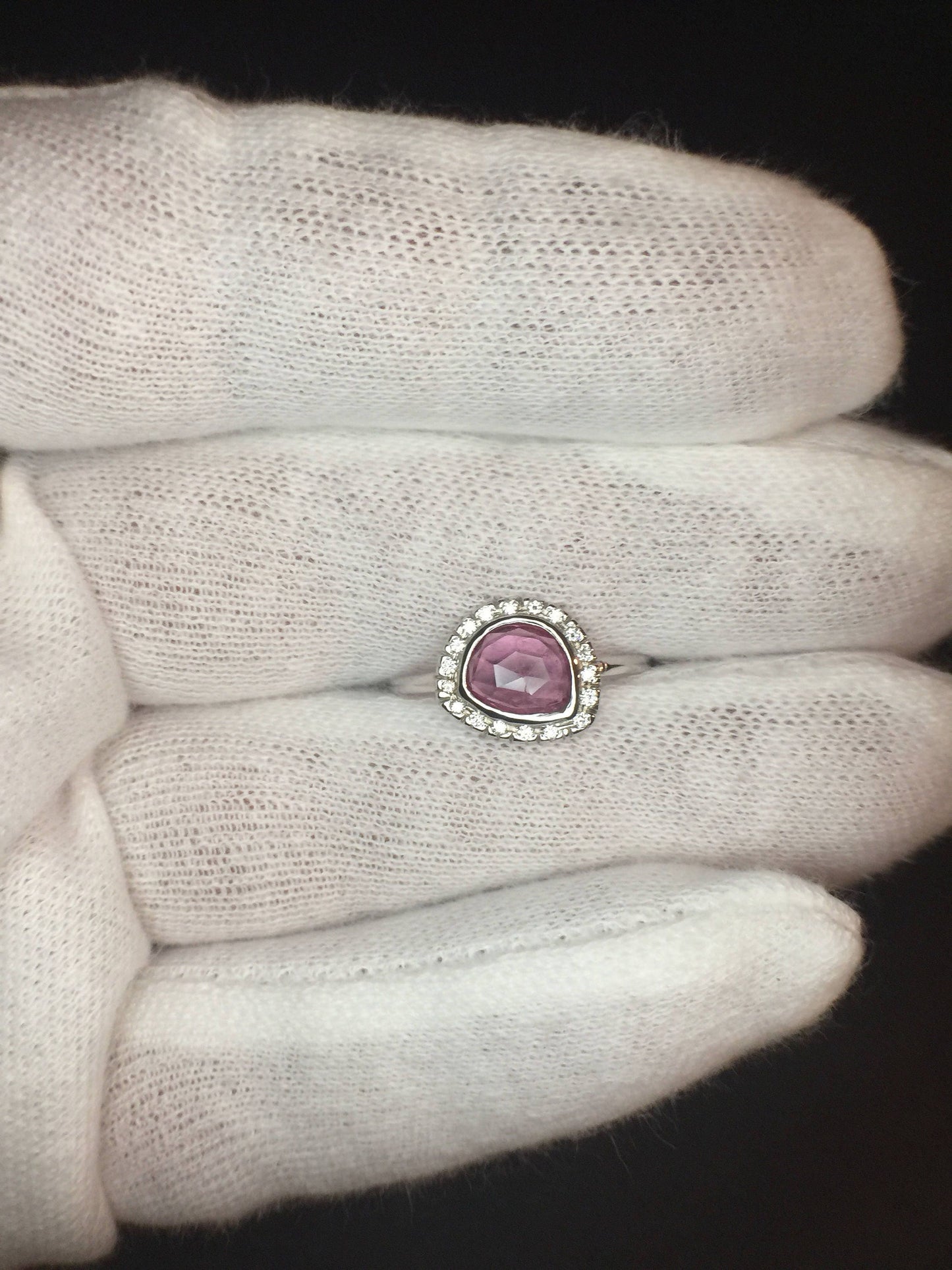 Pink Tourmaline/Diamond Ring-14k White Gold
