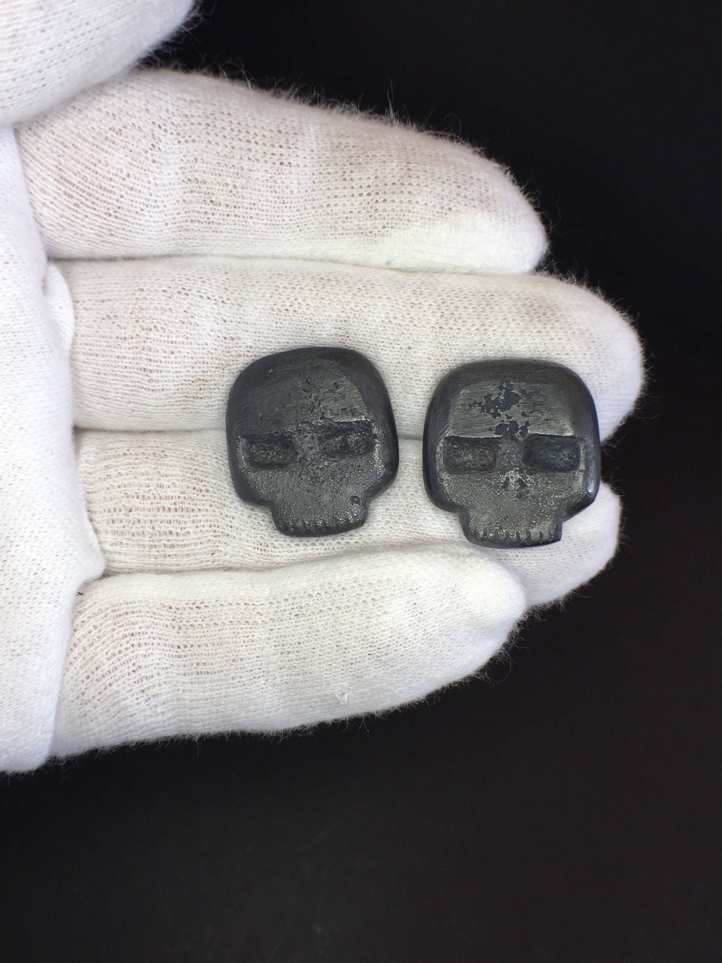 Skull Cufflinks in Oxidized Sterling Silver