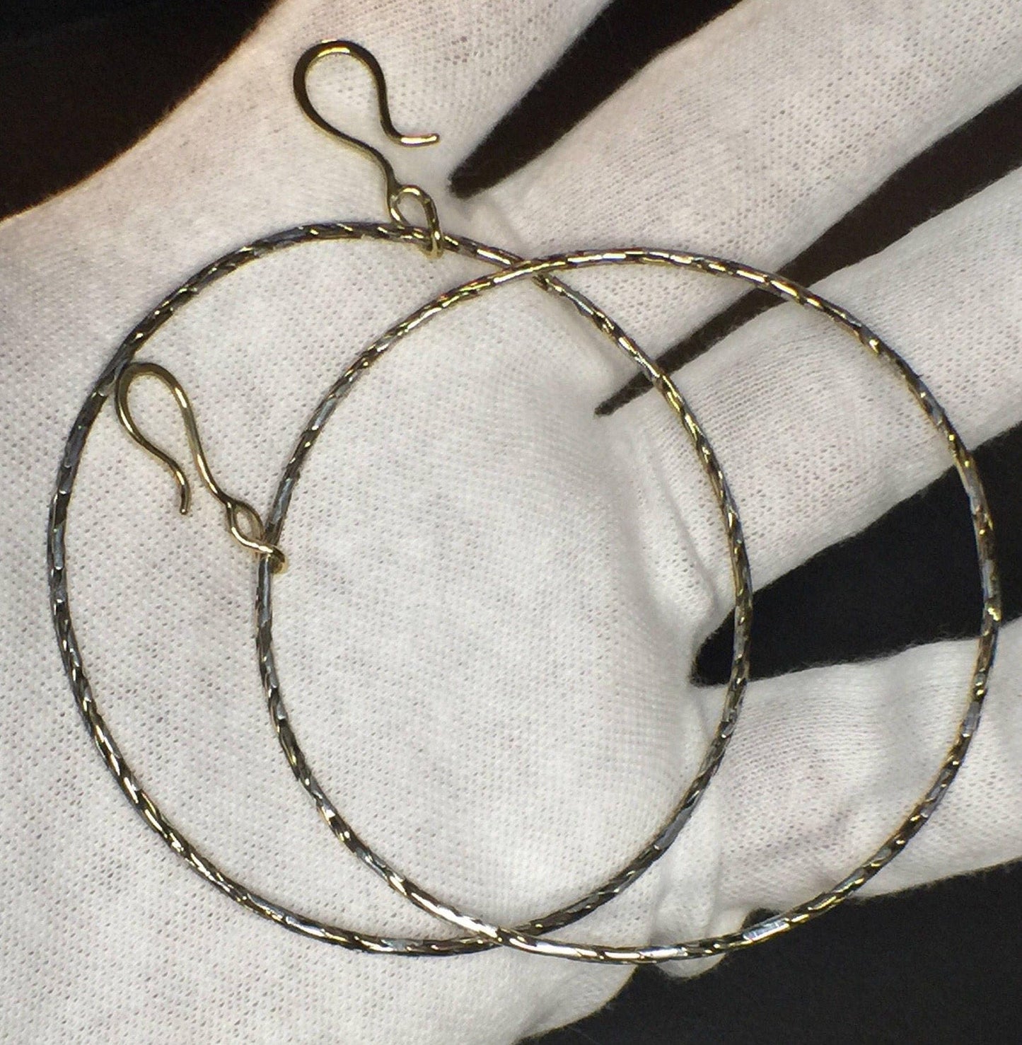Giant Hoop Earrings in Woven silver, gold and rose gold