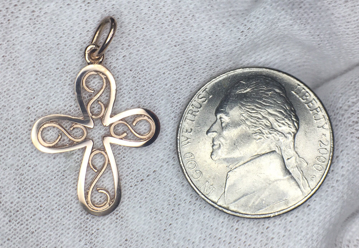 14k Rose Gold Filigree Cross
