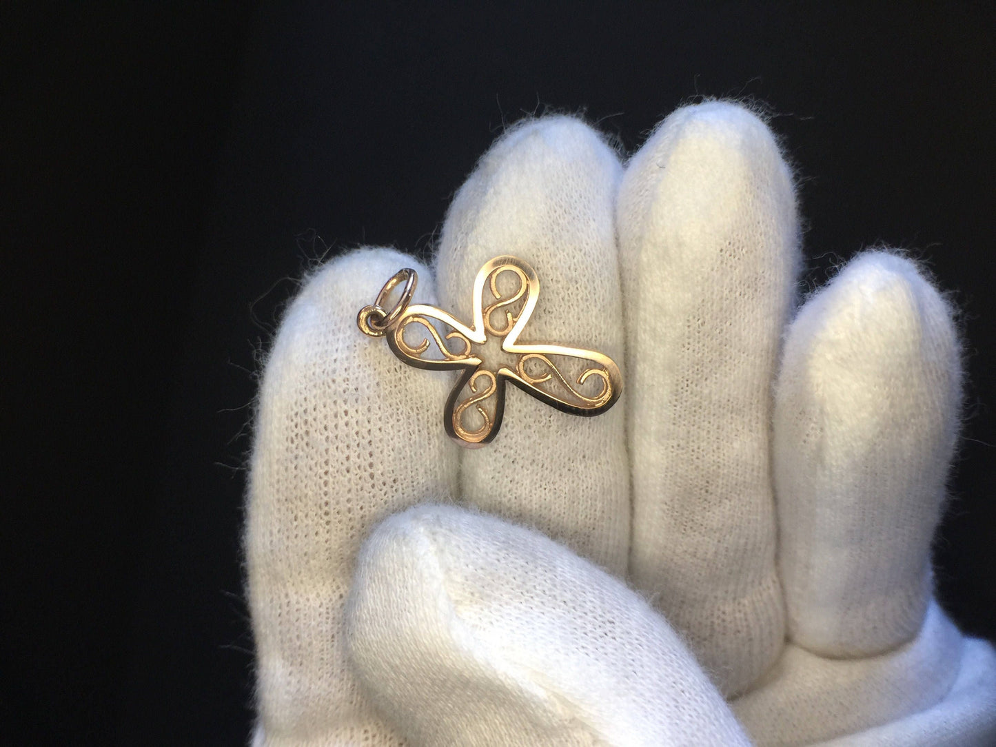 14k Rose Gold Filigree Cross