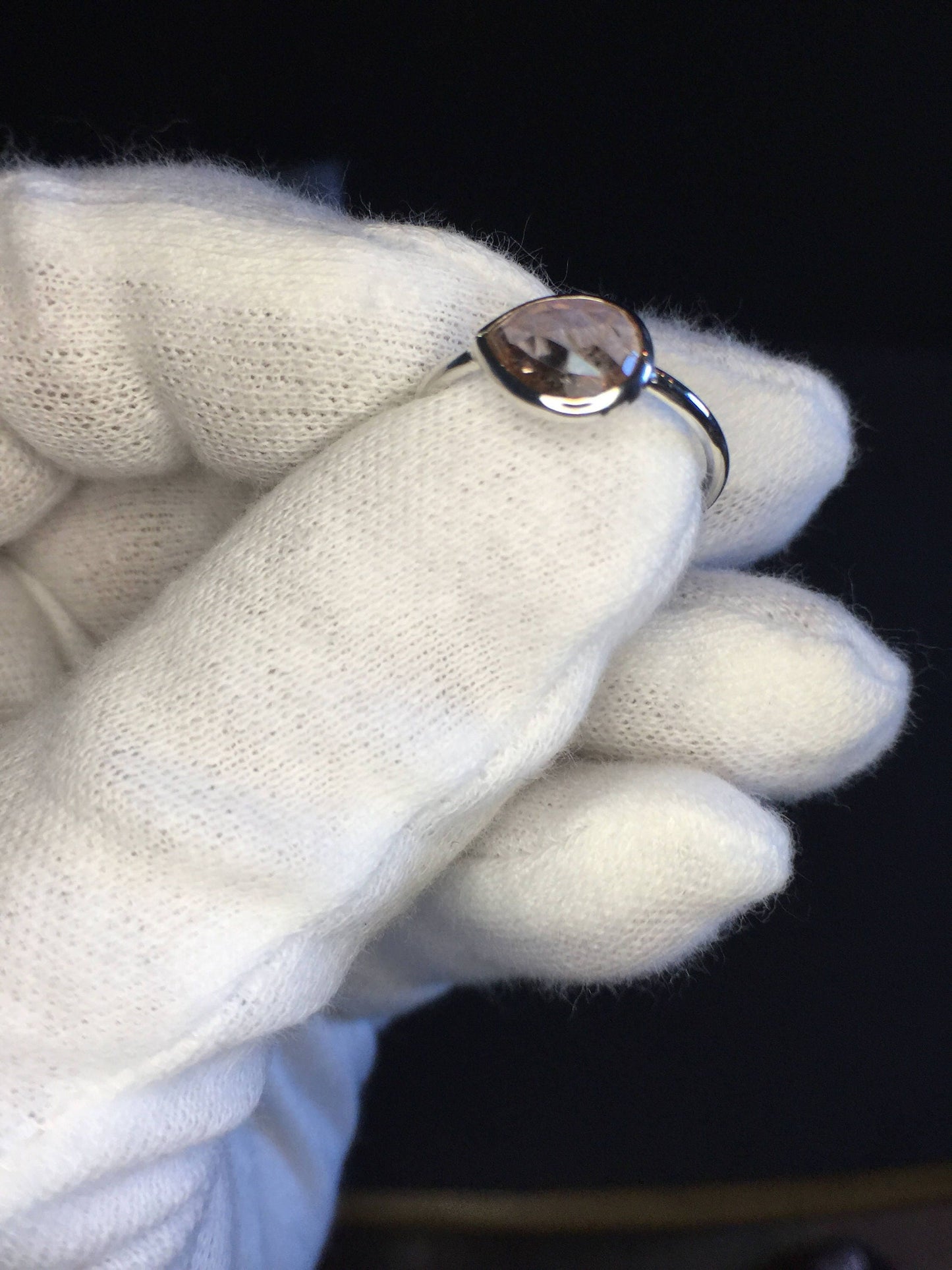 Peach Tourmaline Ring-14k White Gold