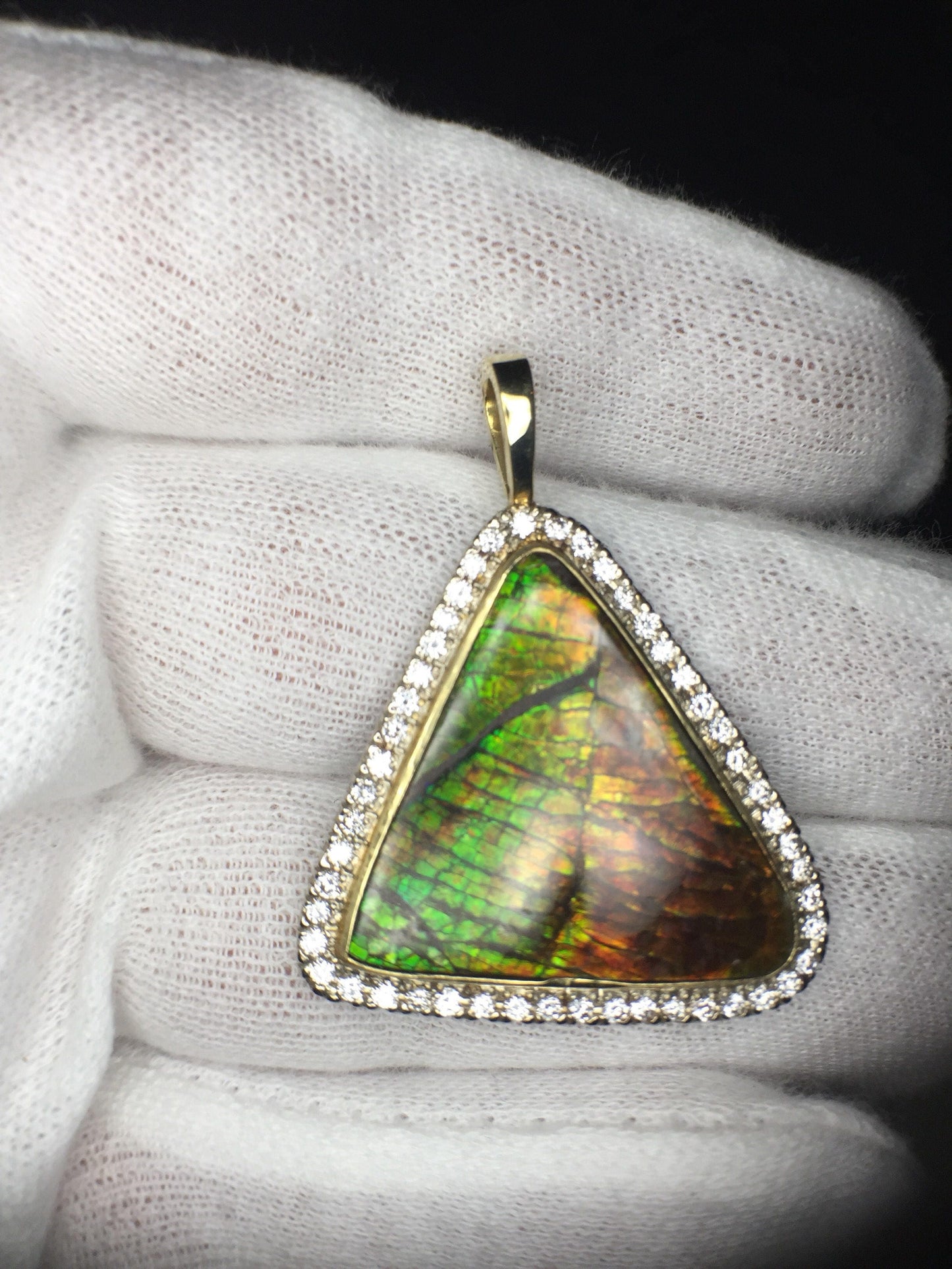 Ammolite Fossil Necklace-18k gold/14k white gold