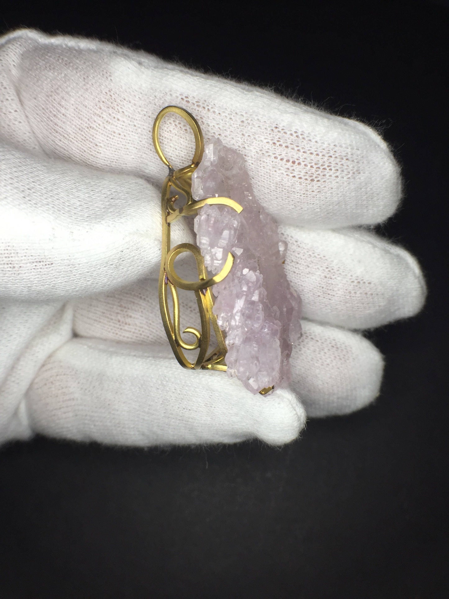 Crystallized Rose Quartz in 18k gold