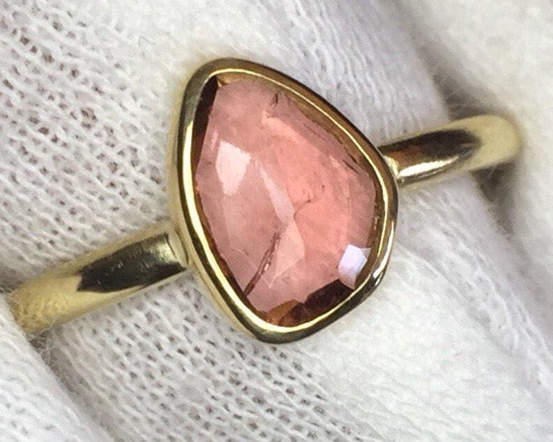 Peach Tourmaline Ring-18k Gold
