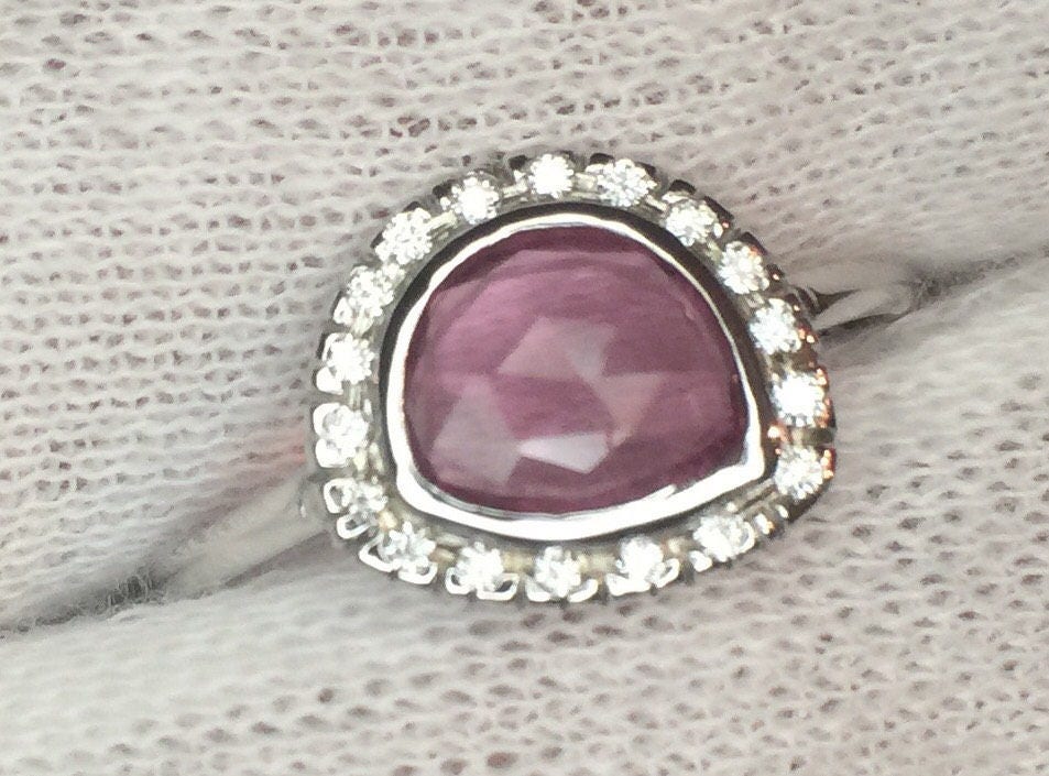 Pink Tourmaline/Diamond Ring-14k White Gold
