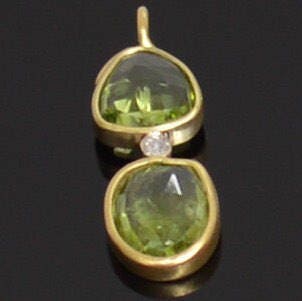 Peridot/Diamond Pendant-18k Gold