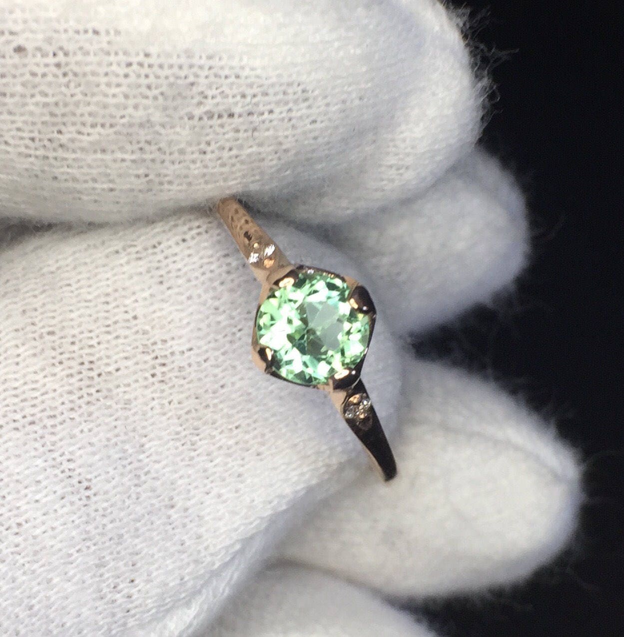 Seafoam Green Tourmaline/Diamond Ring