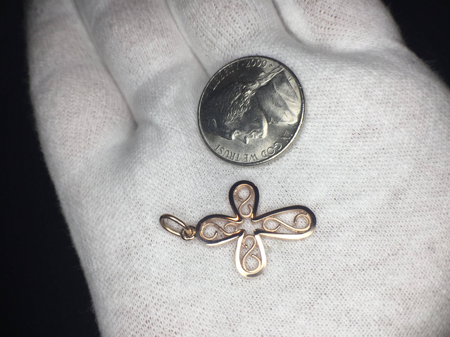 14k Rose Gold Filigree Cross