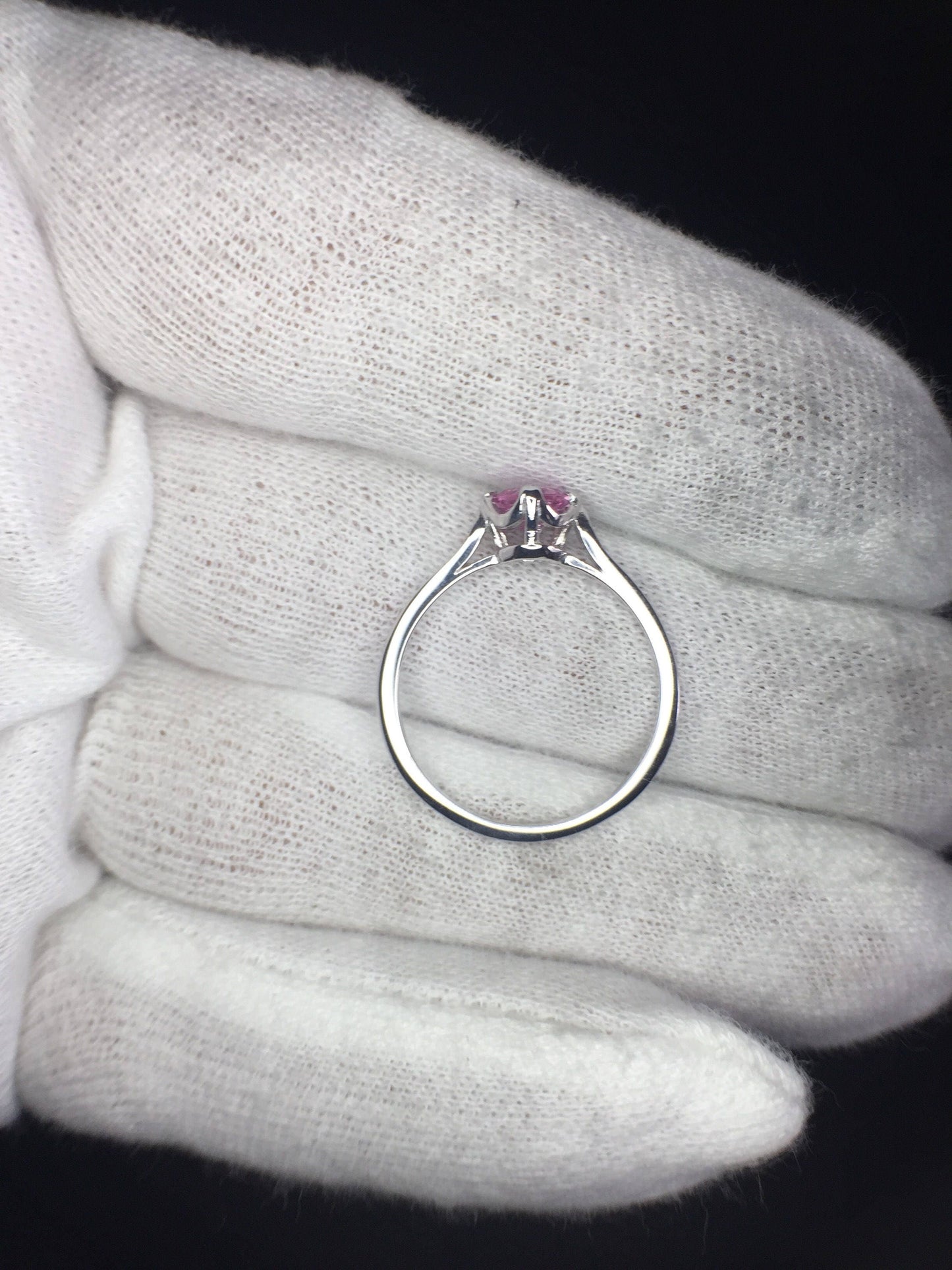Pink Sapphire/Diamond Ring-14k White Gold
