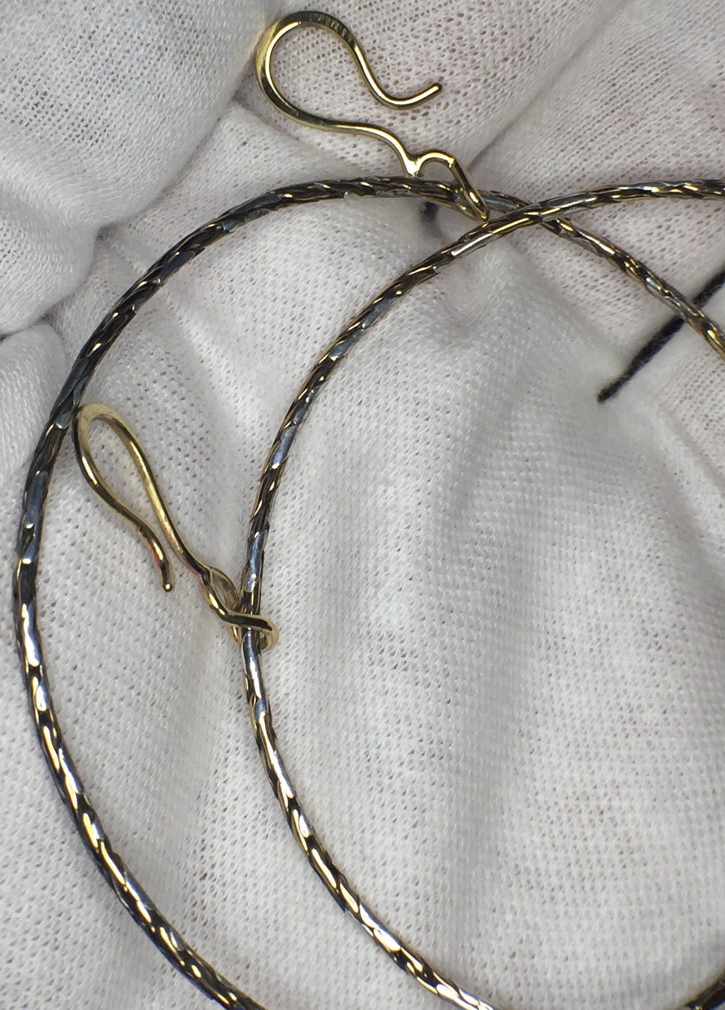 Giant Hoop Earrings in Woven silver, gold and rose gold