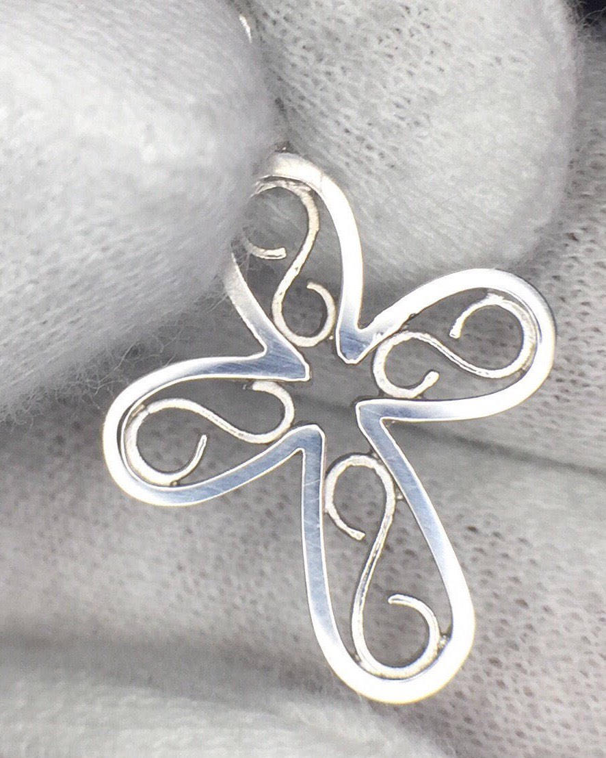 White Gold Filigree Cross, 14k gold