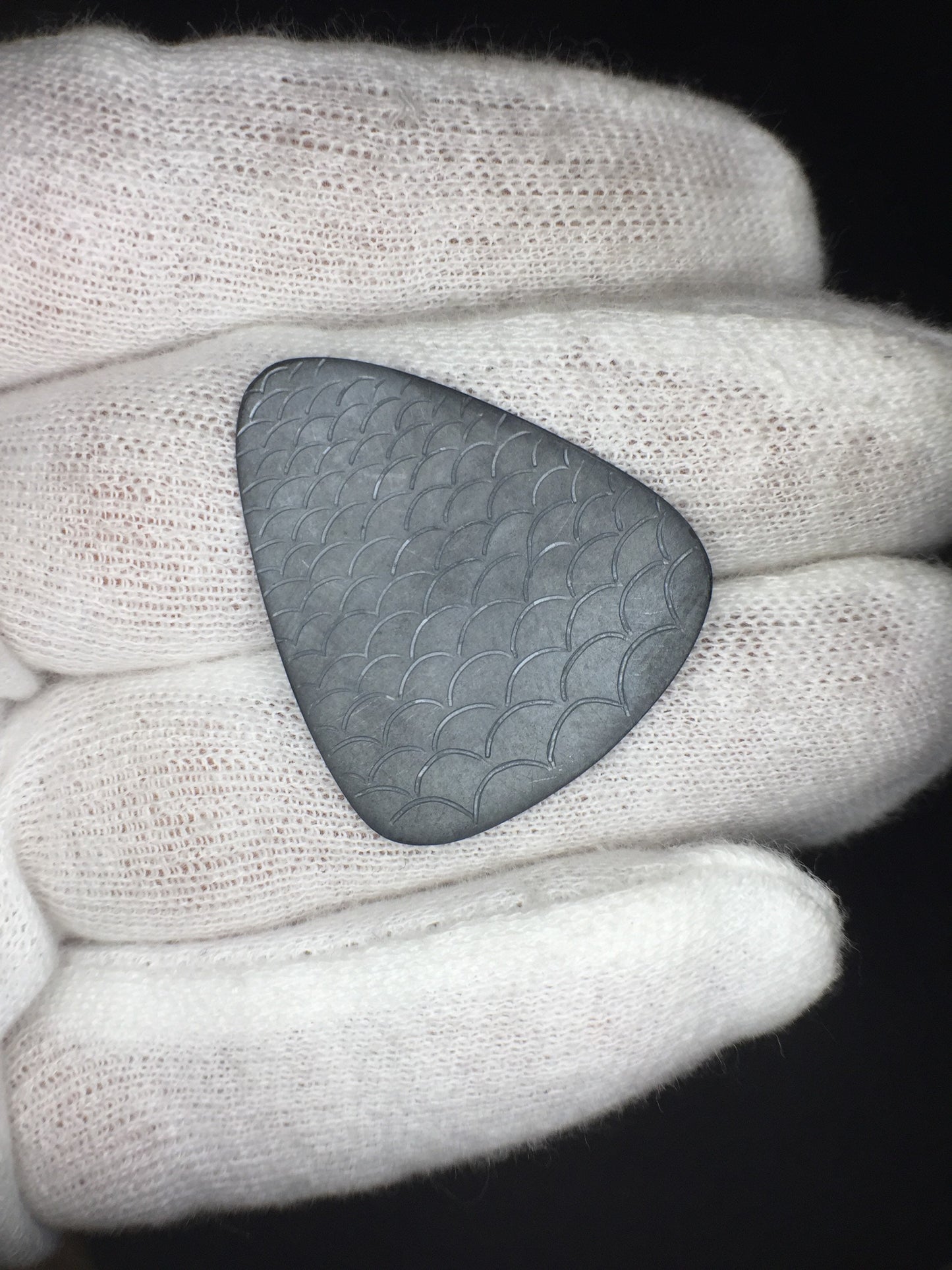 Engraved Guitar Pick-Sterling Silver(Oxidized)