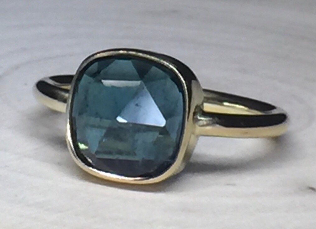 Teal Tourmaline Ring-18k Gold