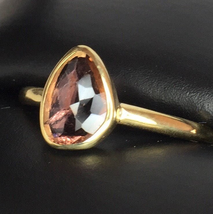Peach Tourmaline Ring-18k Gold
