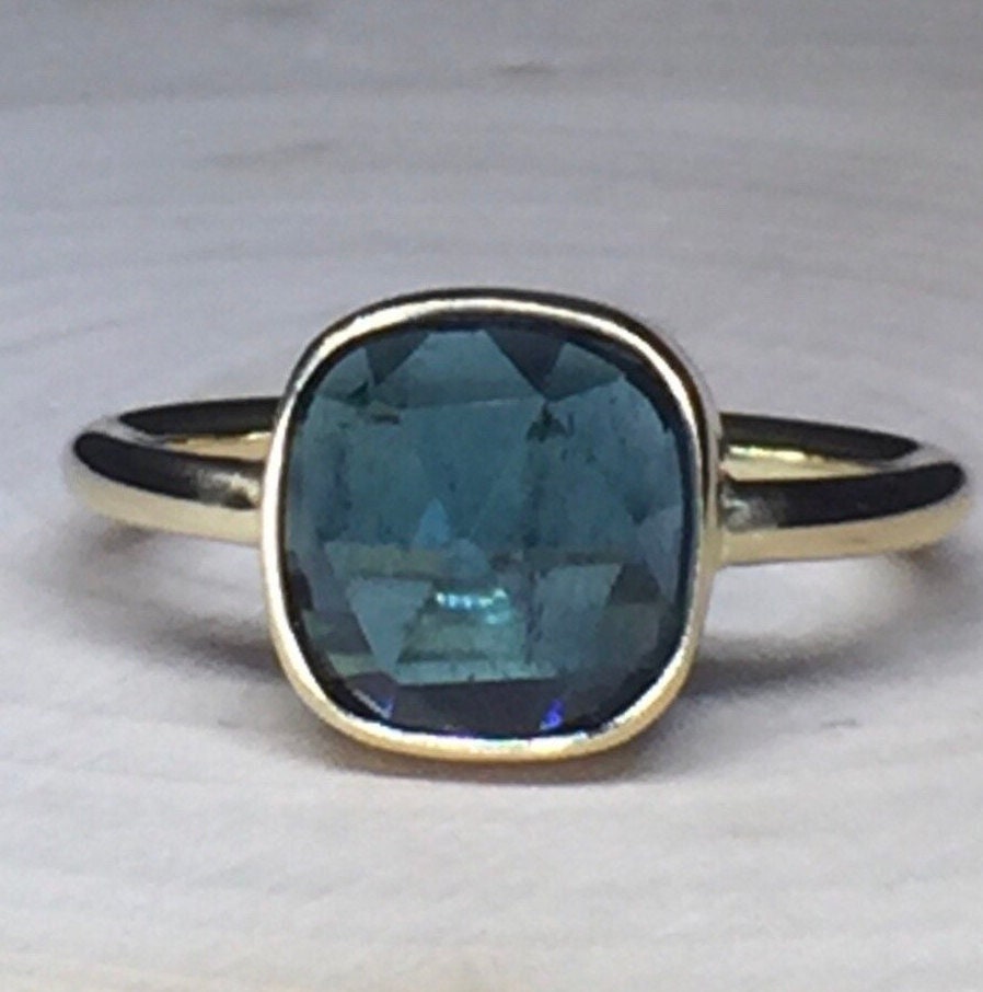 Teal Tourmaline Ring-18k Gold