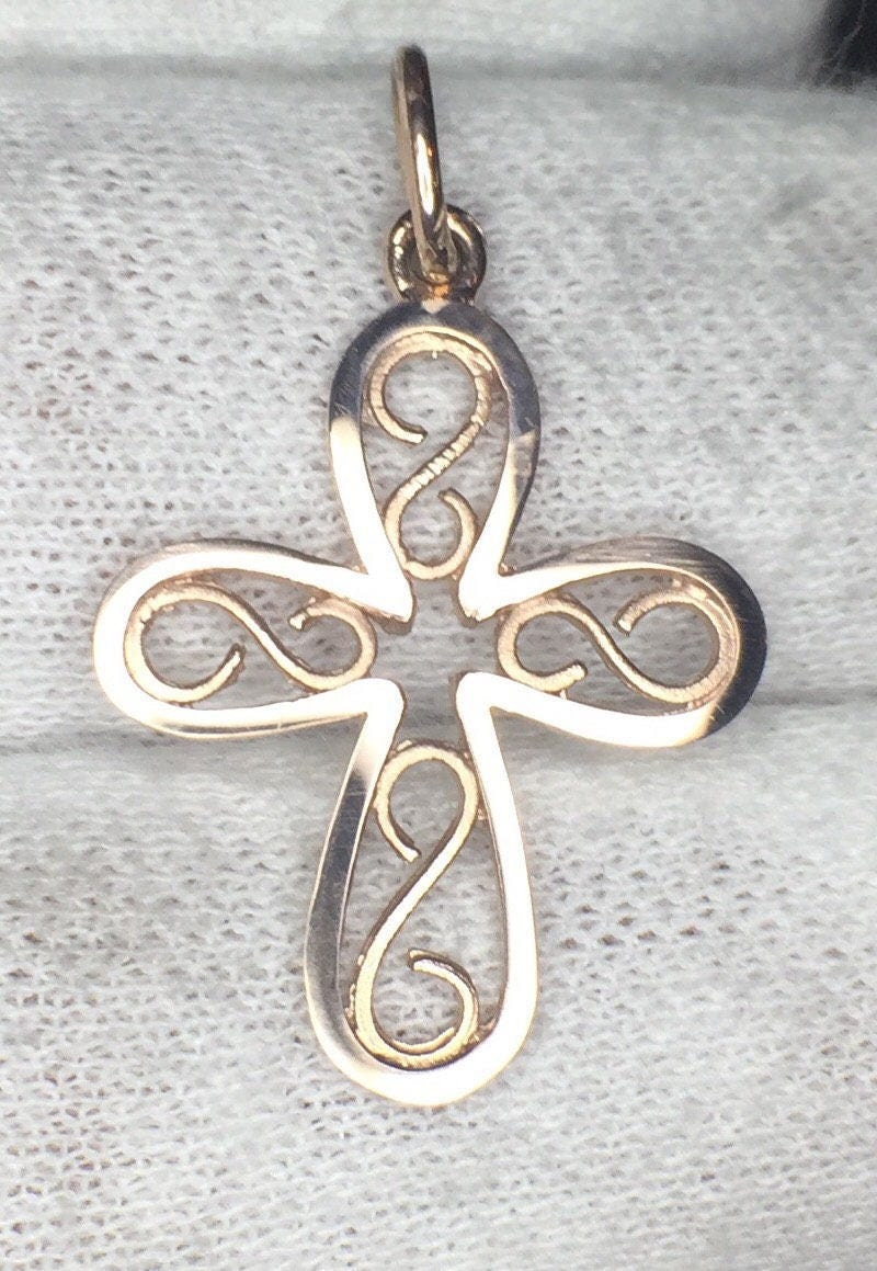 14k Rose Gold Filigree Cross