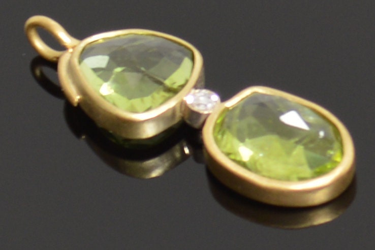 Peridot/Diamond Pendant-18k Gold