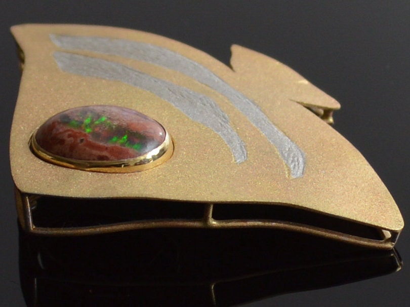 Opal & Gold Fish Pendant/Brooch Combo