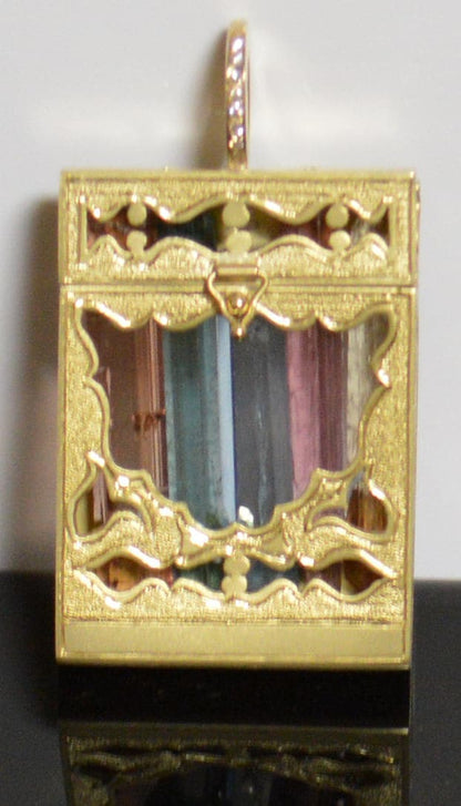 Gold Crayon Box Necklace-18k Gold