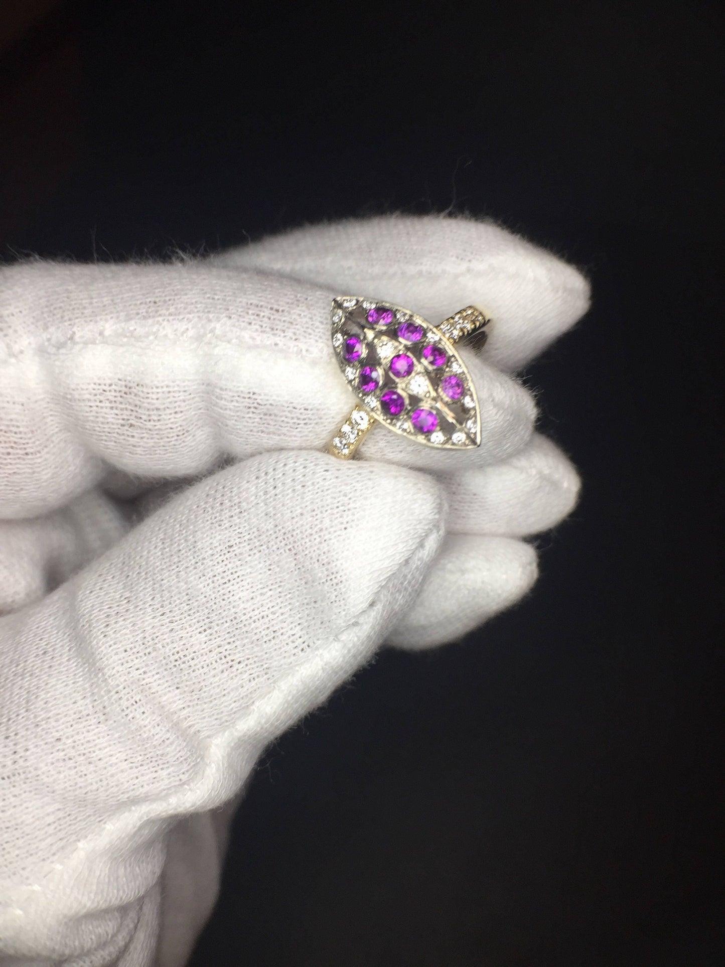 Diamond/Raspberry Sapphire-14k gold