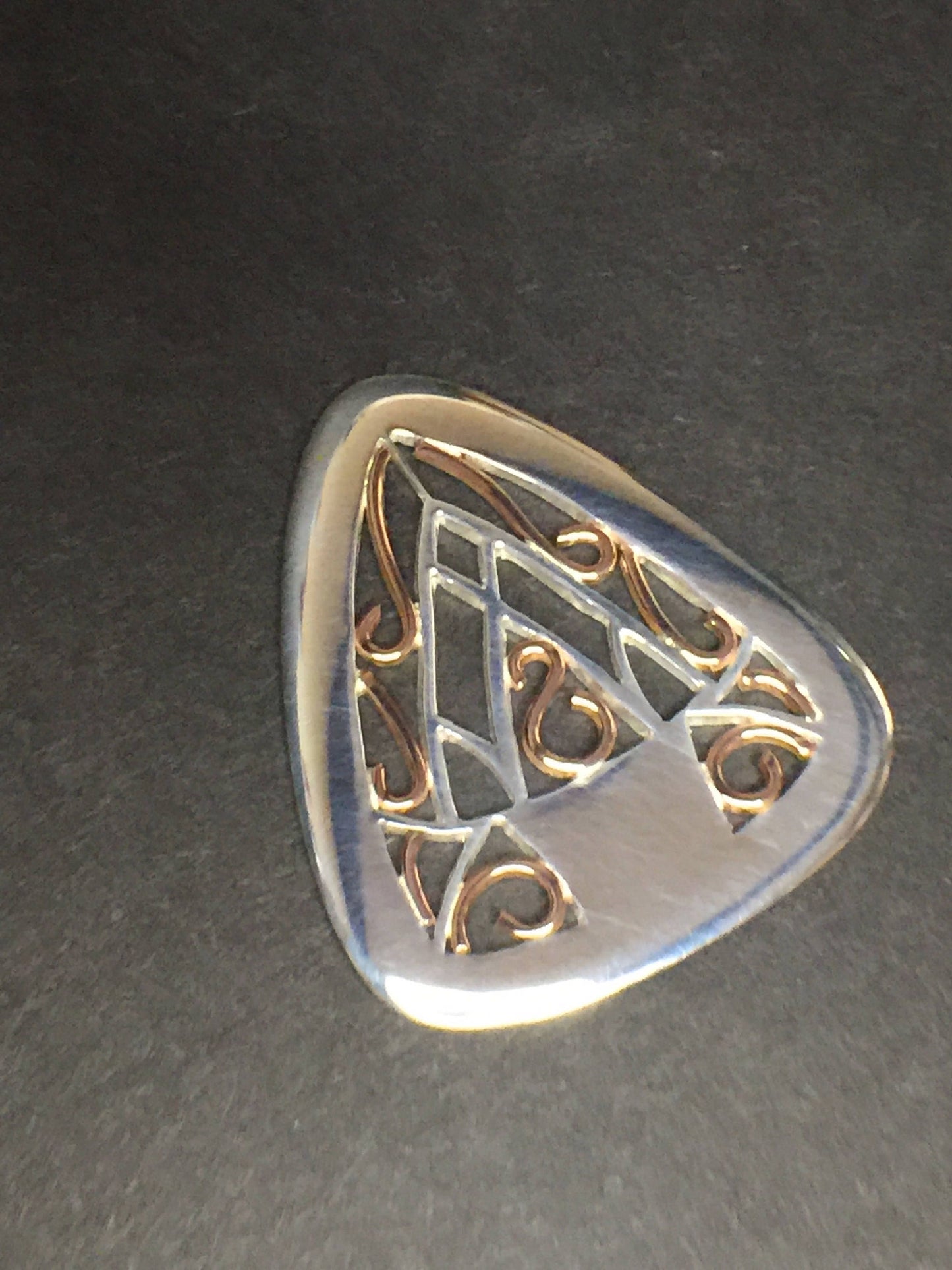 Rose Gold Scrolls and Sterling Silver Guitar Pick