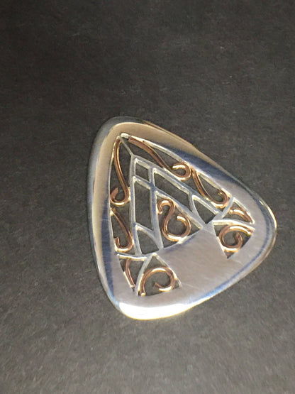 Rose Gold Scrolls and Sterling Silver Guitar Pick