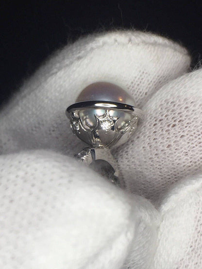 Pearl Ring-14k White Gold/Natural Diamonds