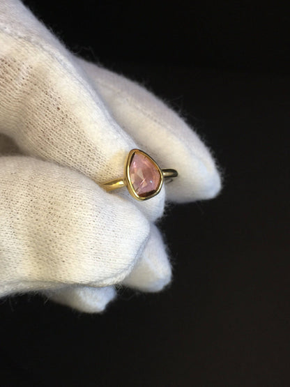 Peach Tourmaline Ring-18k Gold